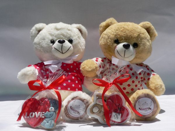 Valentines Teddy Bears with Cookies